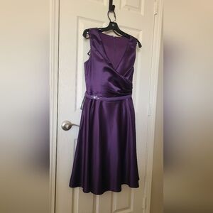 After Six Purple Satin Cocktail Dress Size 14